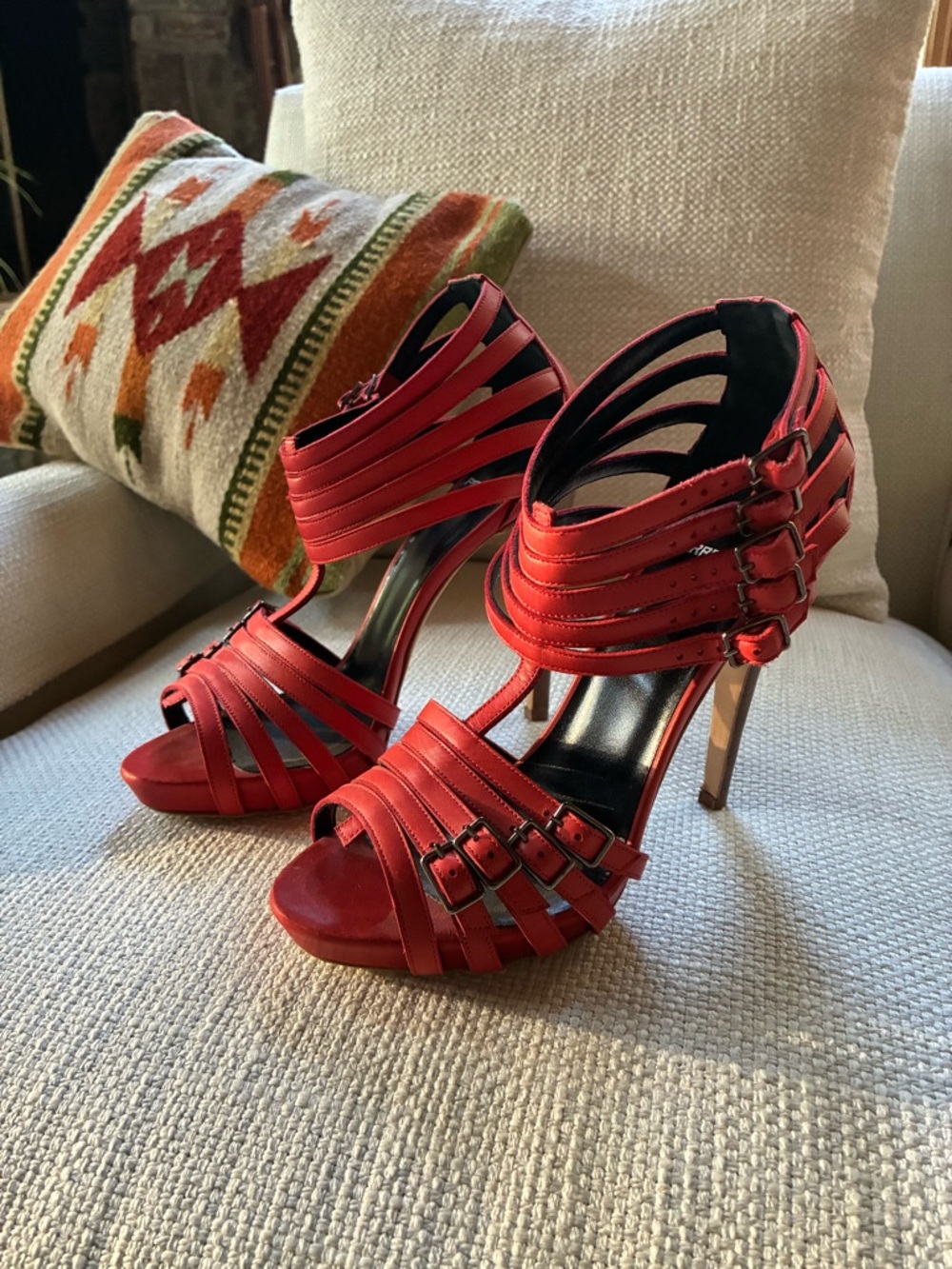 Pierre Hardy Red Strappy Stiletto Sandals